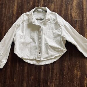 Zara White Snap Crop Jacket M